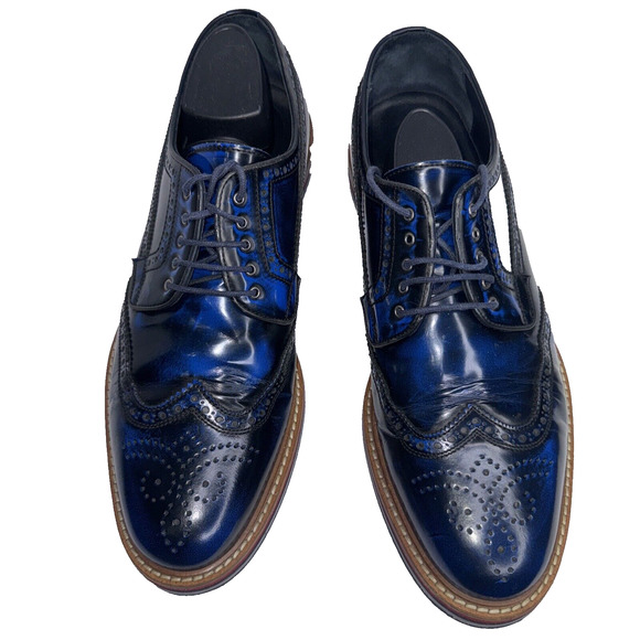 Jared Lang Wingtip Leather Royal Blue Oxford Dress Lace Up Shoes Loafer Men 44 main image 9